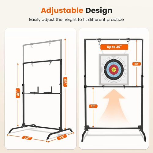 JY PERFORMANCE Archery Target Stand - Adjustable for 30-Inch Bag & Foam Targets | Indoor & Outdoor Use