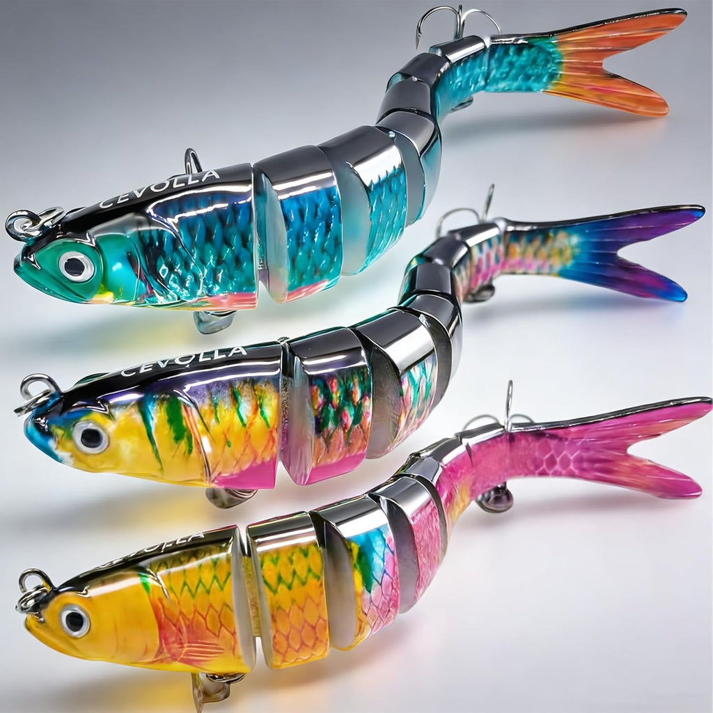 Skiennix Fishing Lures - Lifelike Top Water Swimbait for Freshwater & Saltwater | 8 Segmented Design for Bass, Salmon, Trout & More