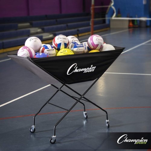 Champion Sports Volleyball Cart - Durable Aluminum Frame for High Volume Practices | 24-40 Ball Capacity