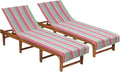 COTTON CRAFT Pool Lounge Chair Cover | 2-Pack Dobby Terry Stripe Soft Cotton Towel - Oversized 32" W x 82" L x 7" Pocket - Pink Multi