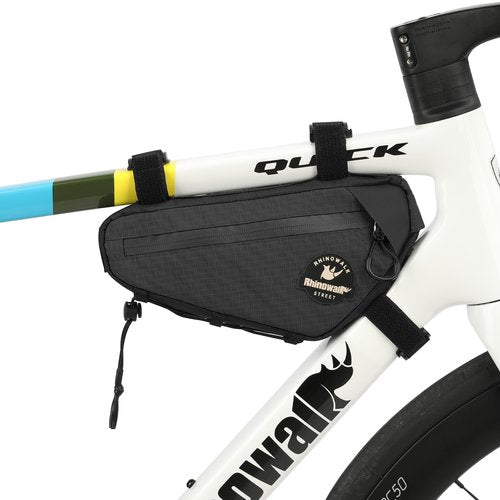 abamita Bicycle Frame Bag Rhinowalk Bike Triangle Bag with Dual Side Mesh Pockets for MTB Road Bike Cycling Commuting (Black,1.3L)