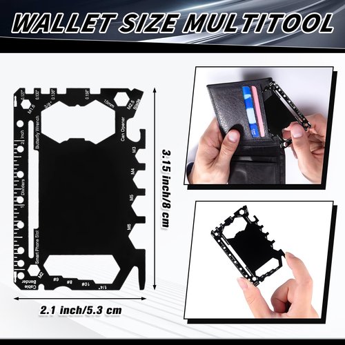 Cholemy 36 Pcs Credit Card Wallet Multitool 46 in 1 Metal Stainless Steel Survival Pocket Tool Bottle Opener Multipurpose Bulk for Husband Dad Men Christmas Birthday Gift, Black