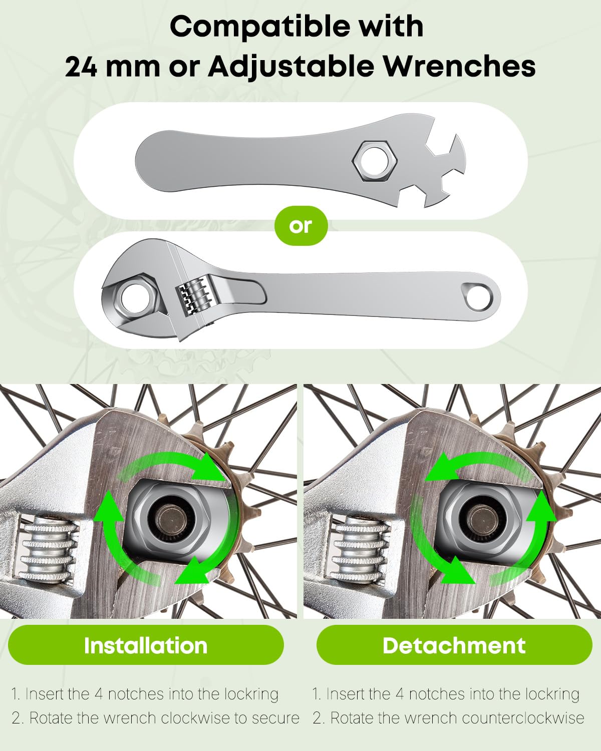 Pawfly Bike Single Speed Freewheel Removal Tool with Sprocket & Chain Cleaning Brushes, 4 Notch Sprocket Puller Tool, BMX Bicycle Freewheel Remover, One-Speed Freewheel Disassembly Tool, Silver