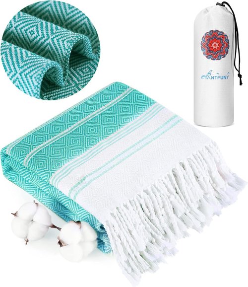 Antfuny Turkish Beach Towels - Quick-Dry Oversized Pool & Bath Towel | Lightweight, Sand-Repellent, Absorbent