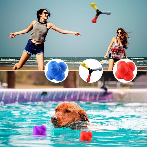 MUSKULO MONSTRO 5 PCs Reaction Speed Training Tools Kit, 1 Hand Eye Coordination Stick, 4 Rubber Reaction Balls, Improve Reflex, Agility and Focus for Sports, Exercise and Fun for All Ages