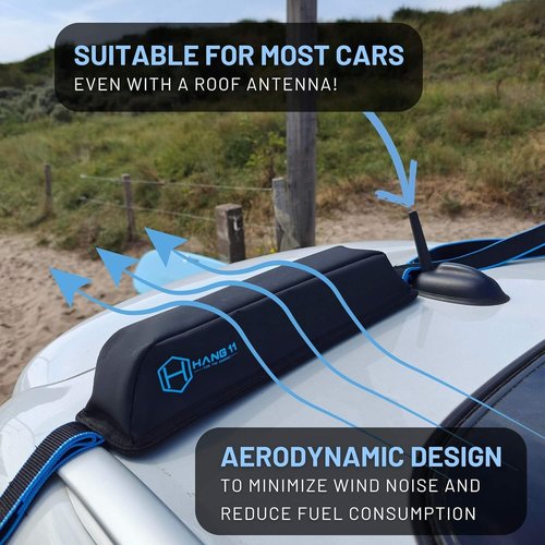Hang 11 Surfboard Roof Rack - Soft Padded Design with No-Scratch Buckles | Fits Most Vehicles, Carries Up to 6 Boards