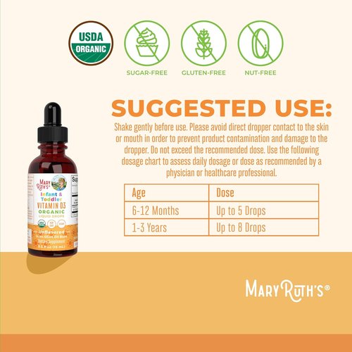 MARYRUTH'S Organic Vitamin D Drops - Sugar-Free Liquid D3 for Immune Support | Gluten-Free, Non-GMO | 90-150 Servings