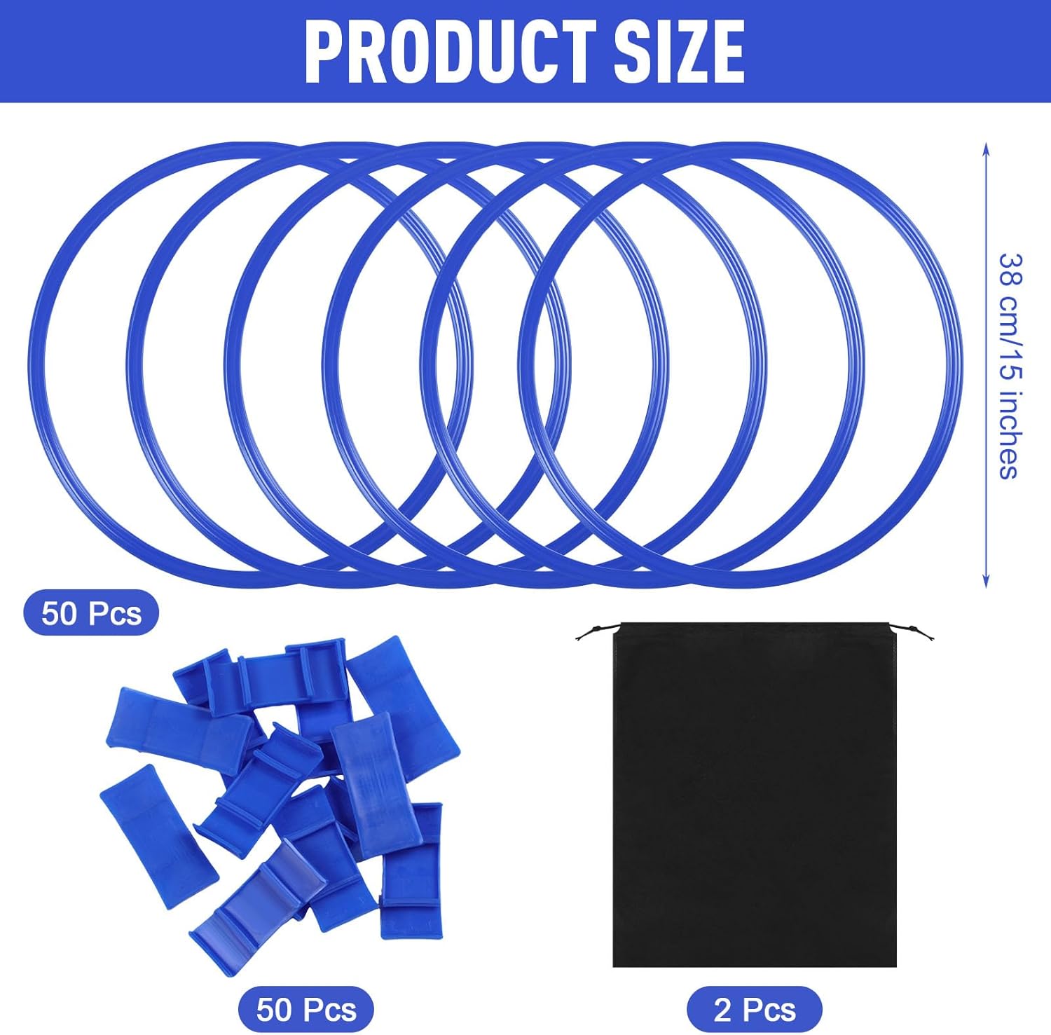 Shappy Agility Rings - 50 Pcs 15-Inch Training Hoops with Storage Bags for Sports & Gymnastics