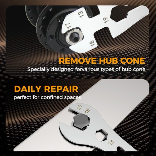 Vaasee 3 PCS Universal Thin Hub Cone Wrench Set, 0.1in/2.5mm Super Thin Open-End Wrench, Ni-Cr Plating Flat Wrenches 13-20mm Cr-V Steel Slim Spanner Wrench for Home Bike Car Repair