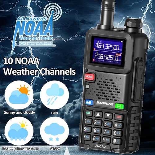 BAOFENG Ham Radio Handheld AR-5RM 10W Long Range Walkie Talkies Rechargeable Portable Tactical Emergency NOAA Weather Two Way Radios USB-C Charger For Survival Gear Camping,2 Pack