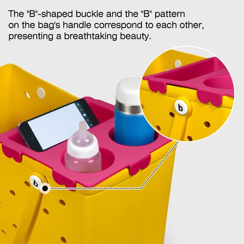 Cup&Phone Holder for Bogg Bag XL Fit for Stanley Cup, Snacks & Drinks Tray Organizer for bogg Bag Accessory, Ideal for Beach, Pool & Outdoor Trips, Special Design (Rose Red)