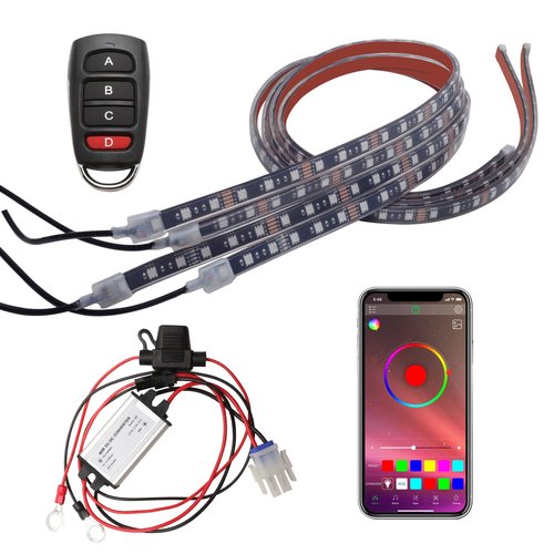 Roykaw Golf Cart Underglow LED Light Strip Underbody Neon Lighting Standard Million Color LED for EZGO/Club Car/Yamaha/Advanced EV, Water Resistant Flexible Tubes, Support APP or Remote Control