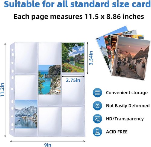 9 Pocket Card Sleeves by [Brand Name] - Holds 900 Cards | 50 Pack Trading Card Binder Pages