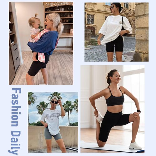 5 Pack Biker Shorts Women - 5"/8" High Waist Spandex Workout Yoga Running Athletic(Black*5,2X_Large)