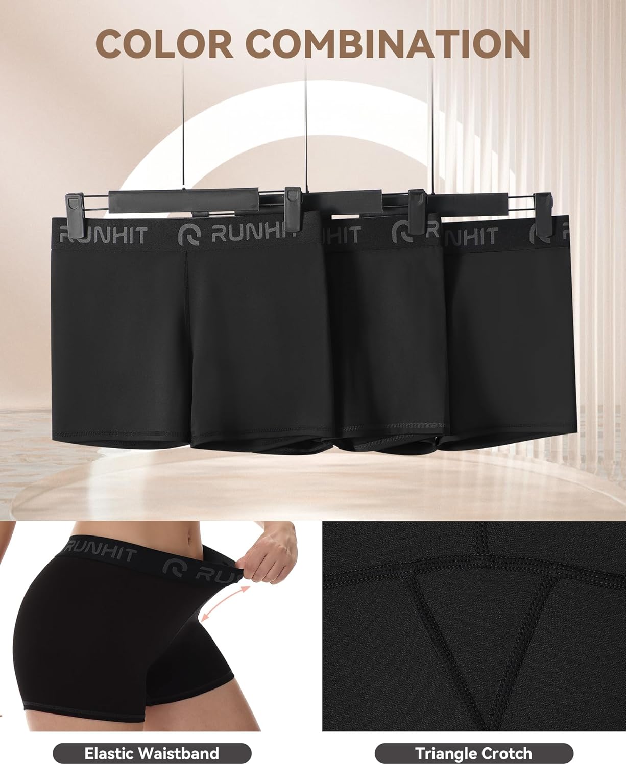 Runhit 3" Volleyball Shorts - Women's Compression Spandex Shorts | 3-Pack Athletic Yoga Gym Wear