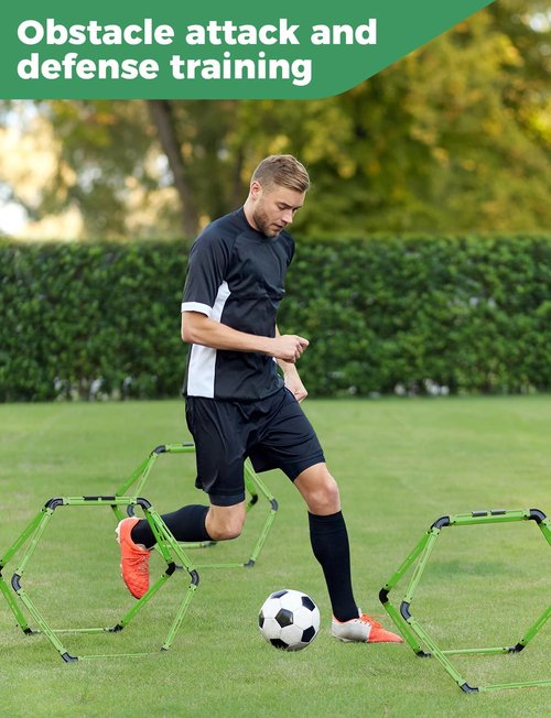 GHB Hex Agility Rings - Portable Speed Training Set with Carrying Bag | 6 Hexagon Rings for Footwork