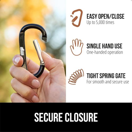 GORILLA GRIP Heavy-Duty Carabiner Clip - 3" D Ring Key Holder, Holds 170lbs, Rust & Scratch-Resistant