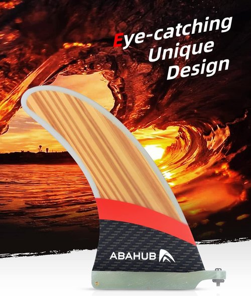 Abahub 9-Inch SUP Replacement Fin - Fiberglass Reinforced Center Fin for Surfboards & Paddle Boards | Black/Blue/White