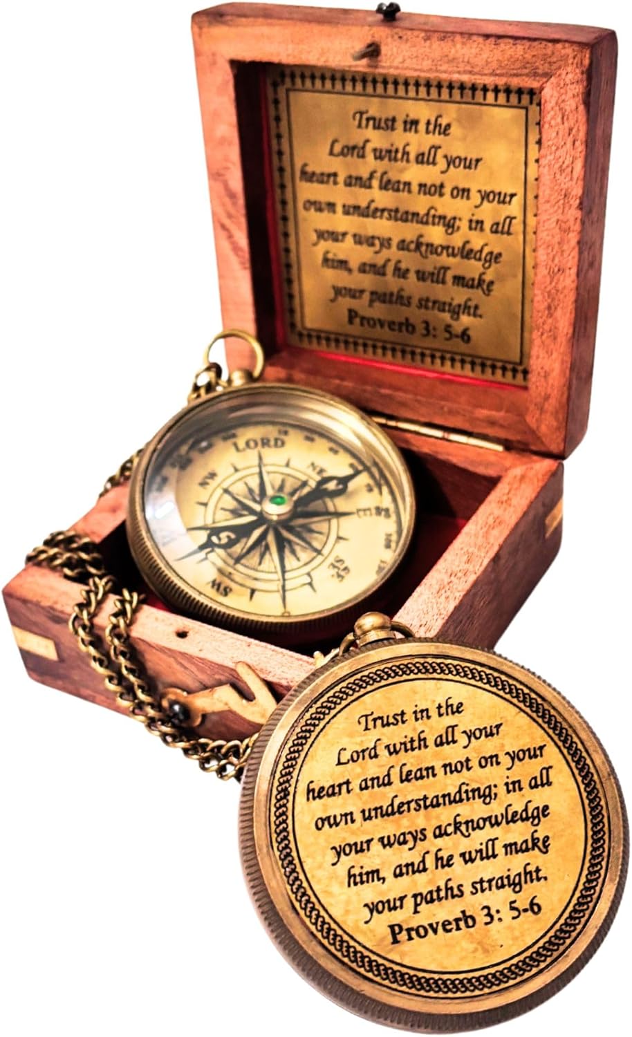 Trust In The Lord - Proverbs 3:5-6 Engraved Compass | Inspirational Gift for Men & Boys