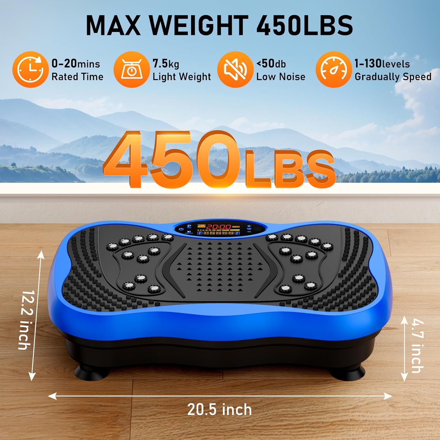 Skiennix Vibration Plate Exercise Machine - 130 Levels for Full Body Workout & Weight Loss | 450 Lbs Capacity with Bluetooth & Resistance Bands