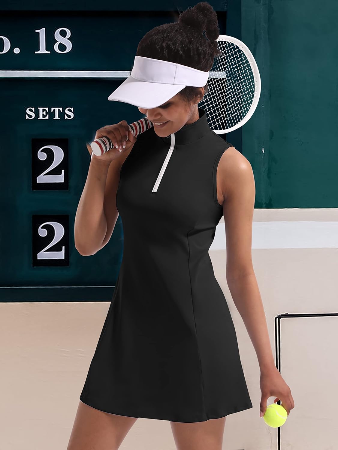 Skiennix Women's Tennis Dress - Built-In Shorts & Pockets for Comfortable Athletic Wear