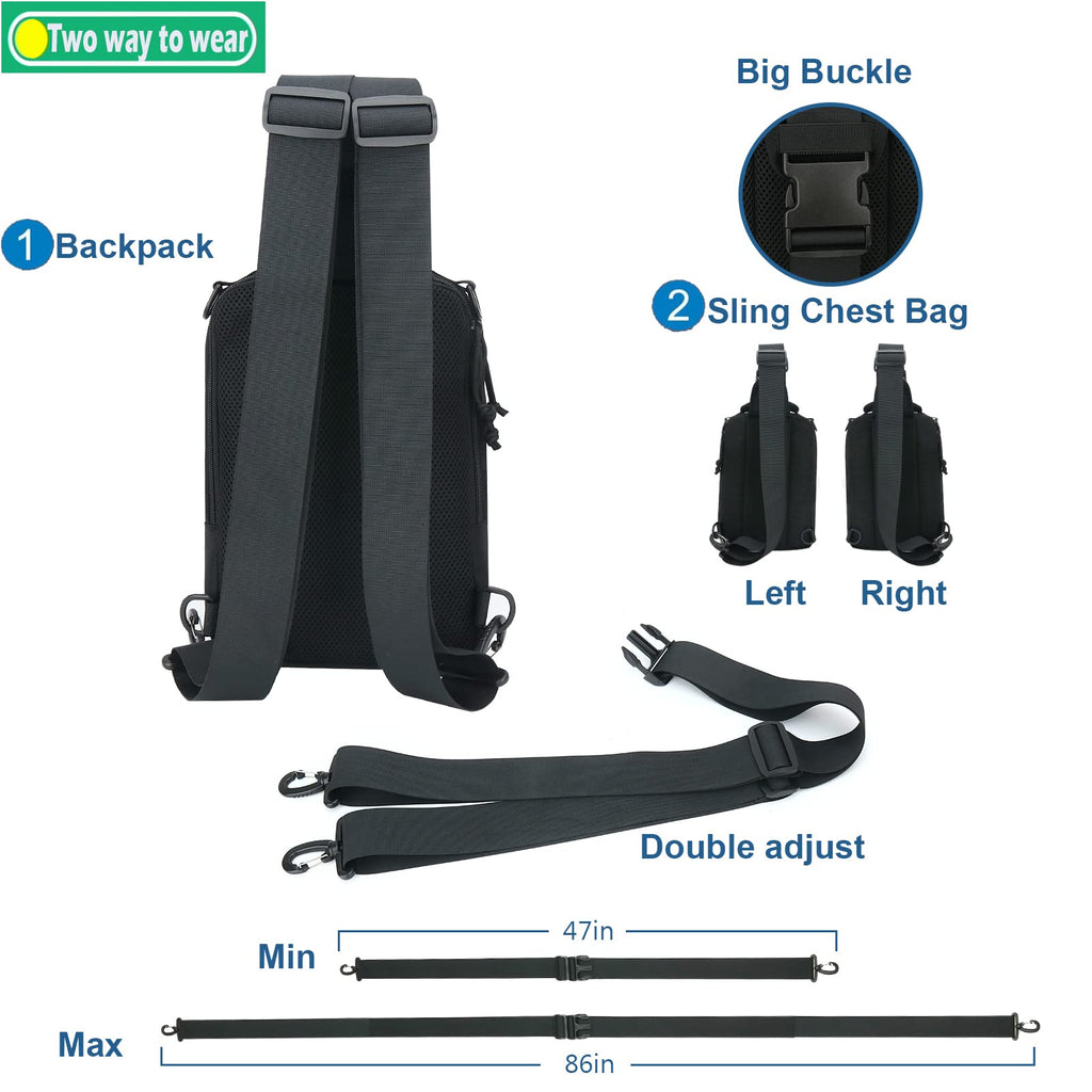 DegeTMVe Dual Pistol Holster Chest Bag Concealed Carry Sling Crossbody Tactical Gun Convertible Backpack Shooting Hunting