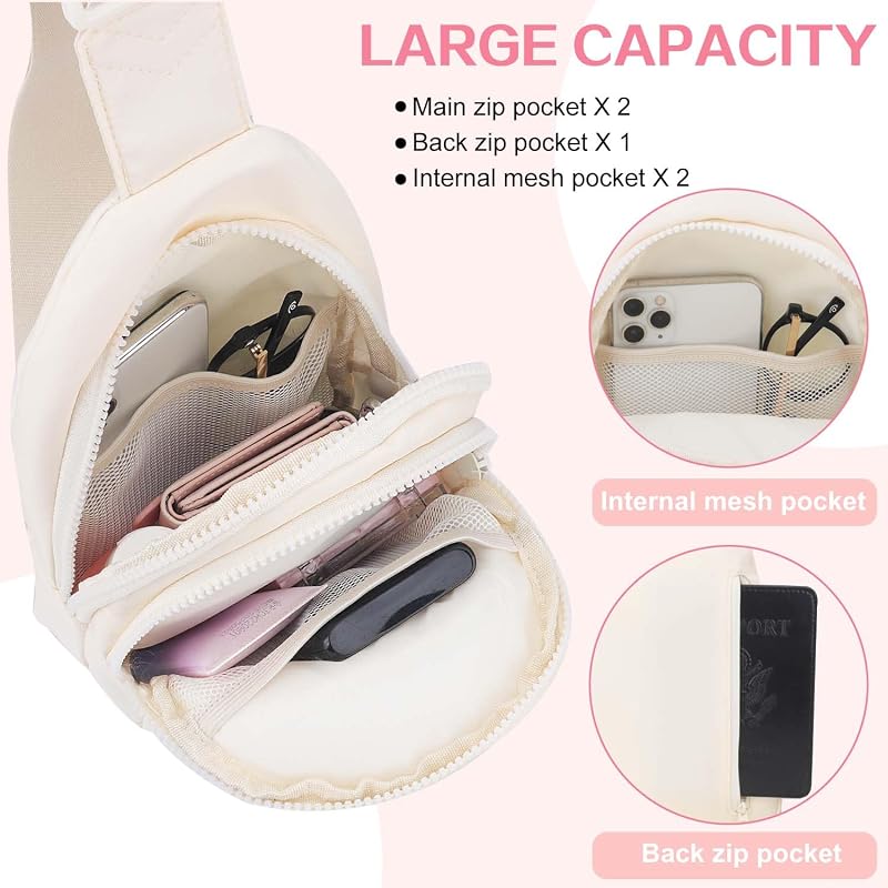 Beige Personalized Belt Bag for Girls — Initial Letter Patch Fanny Pack, Adjustable Crossbody