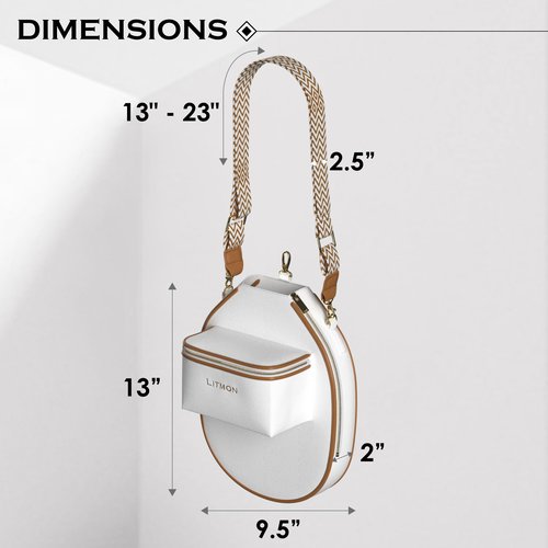 LITMON Pickleball Bag for Women, Cute Stylish Paddle Bag, Leather Crossbody with Adjustable Strap & Fence Hook