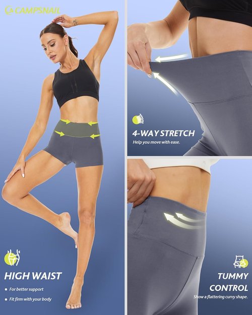 CAMPSNAIL Biker Shorts for Women - High Waisted Tummy Control Spandex | 3"/5"/8" Booty Shorts for Yoga & Dance