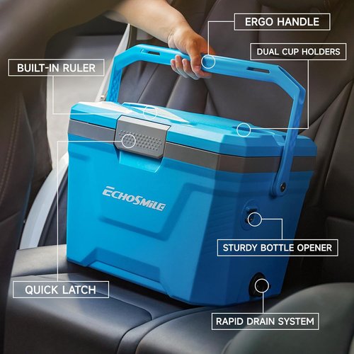 EchoSmile Insulated Portable Cooler - 20L/21qt Ice Chest for Camping, Beach, Fishing & Boating