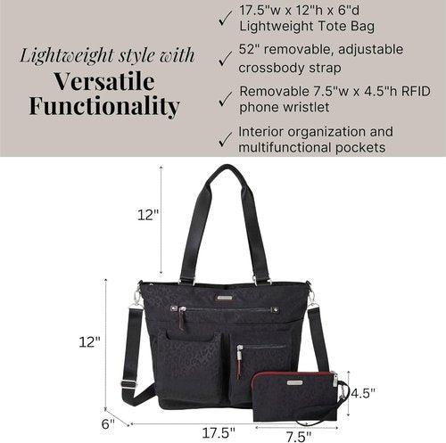 Baggallini Any Day Tote - Stylish Tote Bag with RFID Phone Wristlet for Secure Travel