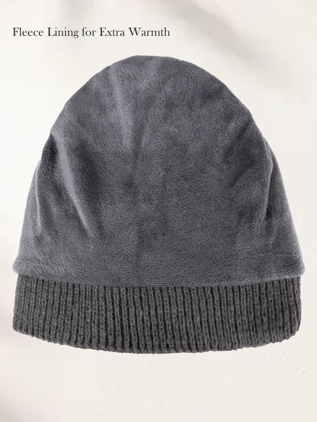 Vettres Unisex Winter Beanie with Fixed Goggles, Double-Layer Knit Hat with Soft Fleece Lining, Warm Windproof Skull Cap Dark Gray