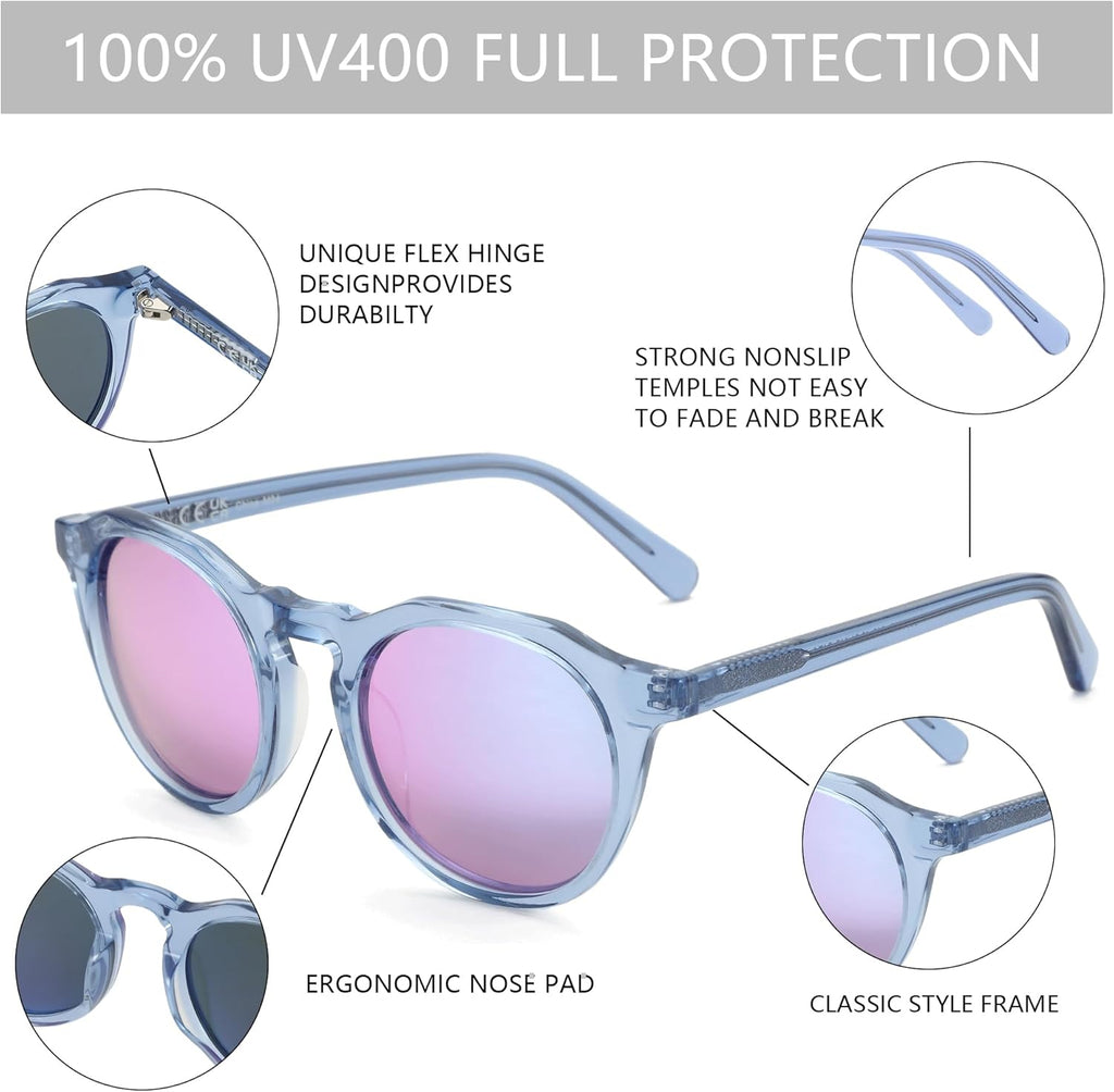 ZENOTTIC Vintage Round Polarized Sunglasses - UV400 Protection for Men & Women | Stylish & Durable