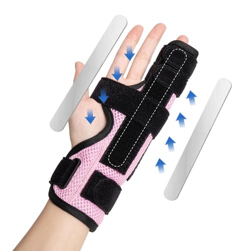 YiYame Pinky Finger Splint, Trigger Finger Splint Pinky Right & Left Hand, Ulnar Gutter Splint, Metacarpal Finger Splint Hand Brace for Boxer Finger, Dupuytren's Contracture, Arthritis, Pink, M