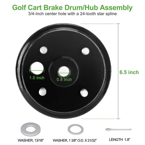 10L0L Golf Cart Brake Drum/Hub Assembly (Electric) for EZGO TXT Replaces OEM# 19186G1P