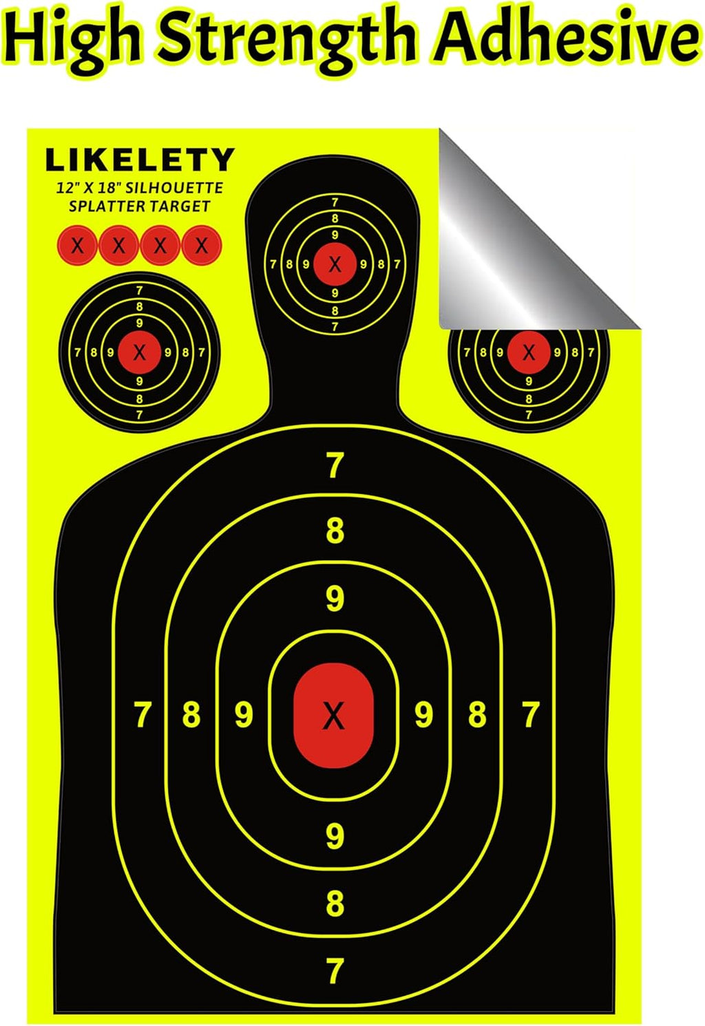 Silhouette Splatter Targets - Adhesive Shooting Target Stickers for Indoor/Outdoor Practice | 12x18 Inch, 10/25/50 Pack