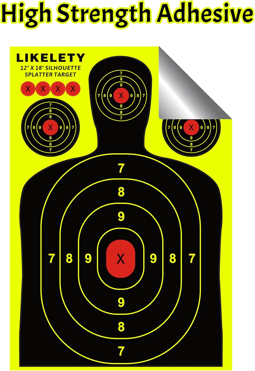 Silhouette Splatter Targets - Adhesive Shooting Target Stickers for Indoor/Outdoor Practice | 12x18 Inch, 10/25/50 Pack