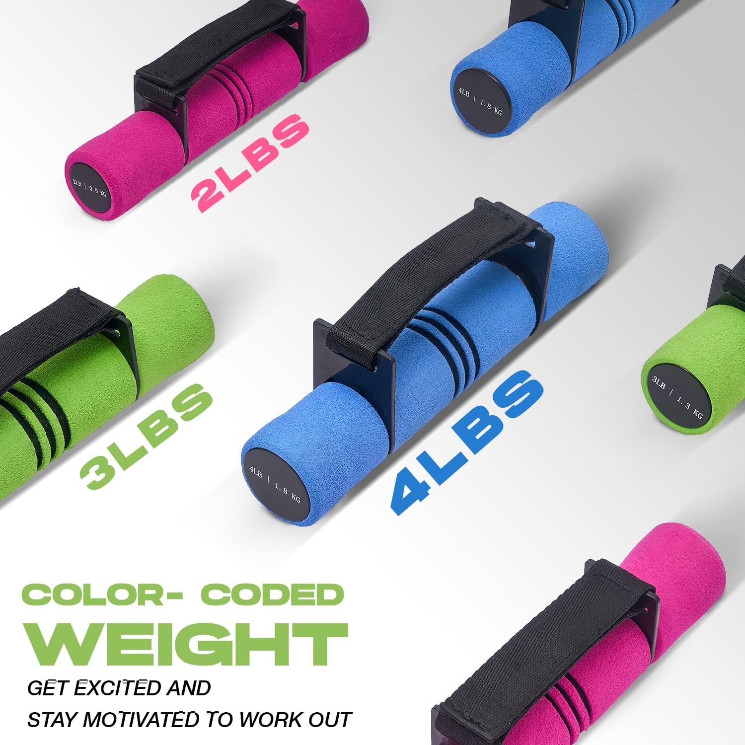 Yes4All Adjustable Dumbbell Set - Perfect Hand Weights for Women's Walking & Travel | Color-Coded (2-4lbs)