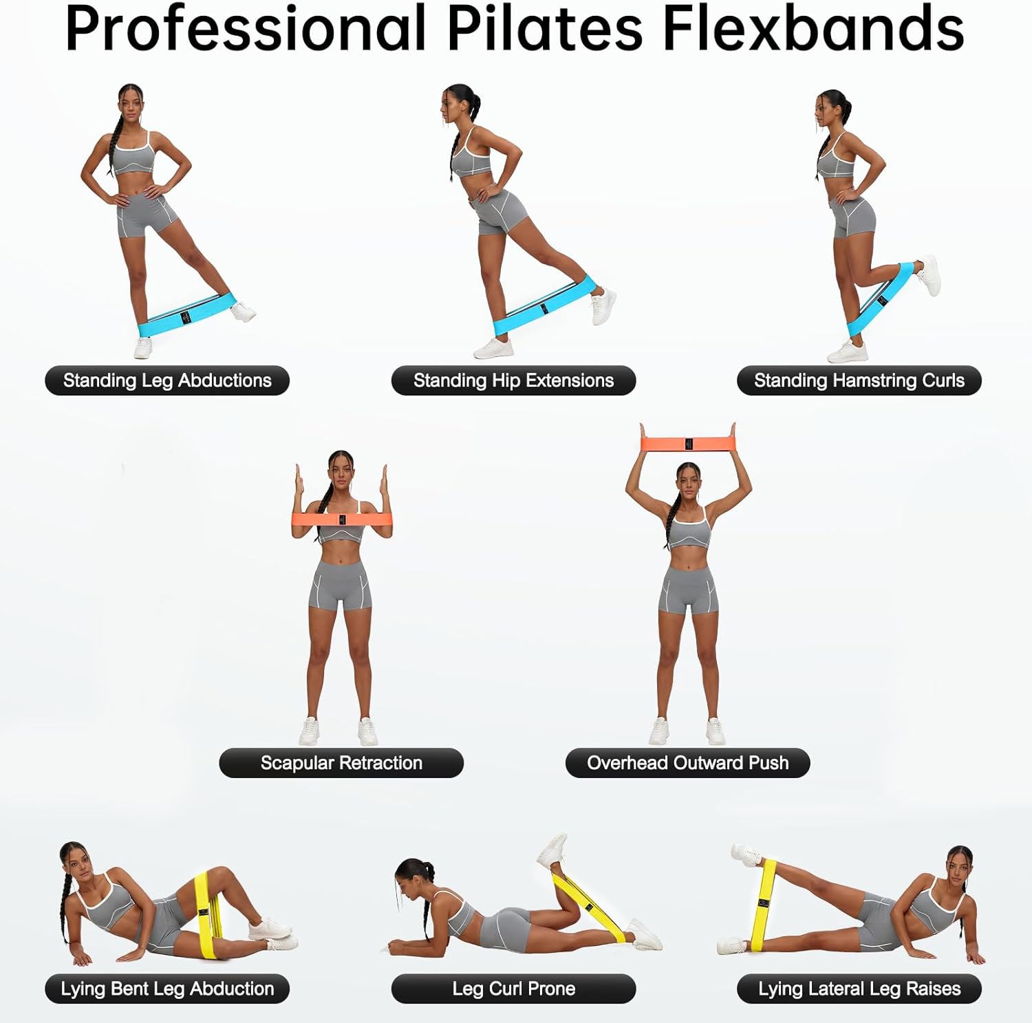 Renoj Resistance Bands - 3-Piece Professional Exercise Set for Pilates, Yoga & Home Gym | Heavy, Medium & Light Fabric Loops