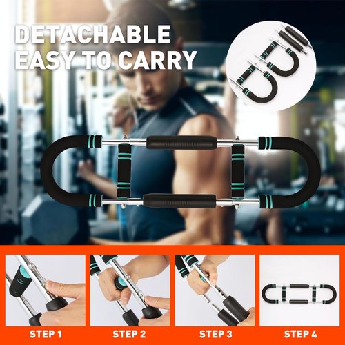 Qonutoci Twister Arm Trainer, 60-100lbs Adjustable Arm Chest Exerciser with 5 Grip Strength Trainer Kits, U-Shaped Strength Training Equipment for Muscle Building Workout,Gym,Home Fitness (Blue)