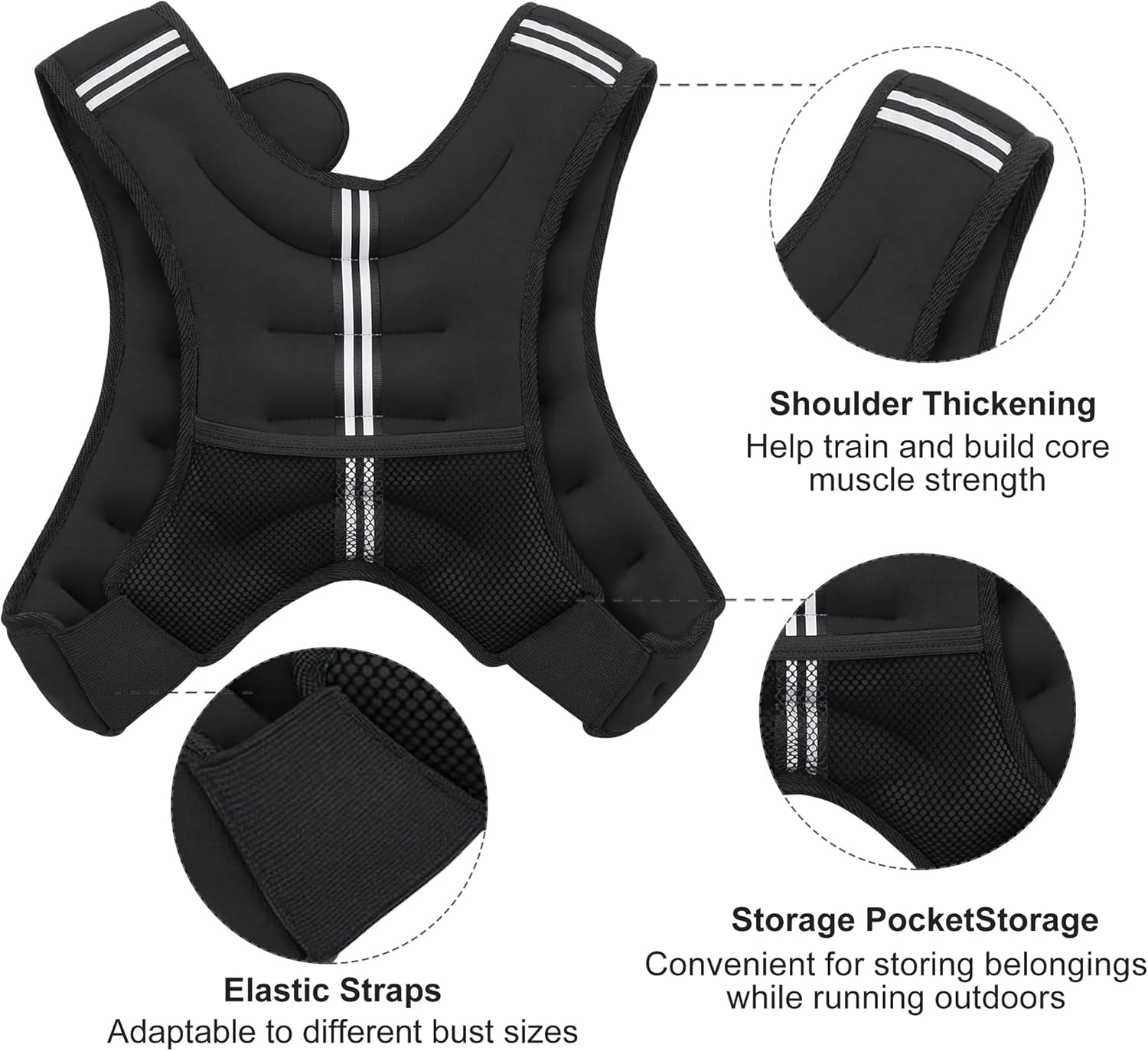 Skiennix Weighted Vest - Adjustable 6lb to 30lb | Reflective Stripe for Enhanced Safety in Workouts