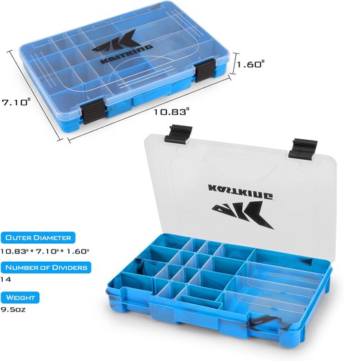 KastKing Tackle Boxes - Plastic Storage Organizer with Removable Dividers - 2 or 4 Pack Options