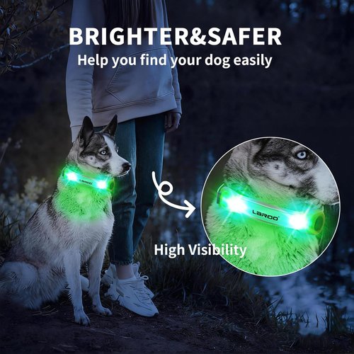 LaRoo Dog Collar Light - LED Safety Lights for Night Walking | Universal Fit for Leash & Harness (Green)