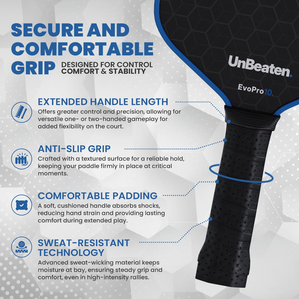 UNB10 Pickleball Paddles Set of 2, USAPA Approved Carbon Fiber Pickleball Paddles 16mm Set, Pickleball Paddle for Men and Women, Lightweight Pickleball Rackets Including 4 Pickle Balls & Bag