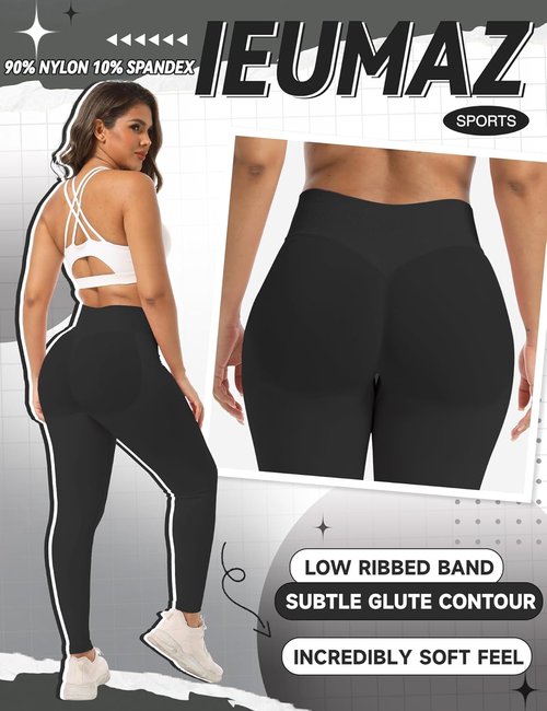 Ieumaz Scrunch Butt Lifting Leggings - Seamless Mid Waist Tummy Control Yoga Pants for Women
