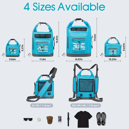 MORXPLOR Waterproof Dry Bag - Roll Top Backpack with Phone Case | 5L to 55L Sizes for Swim & Kayak
