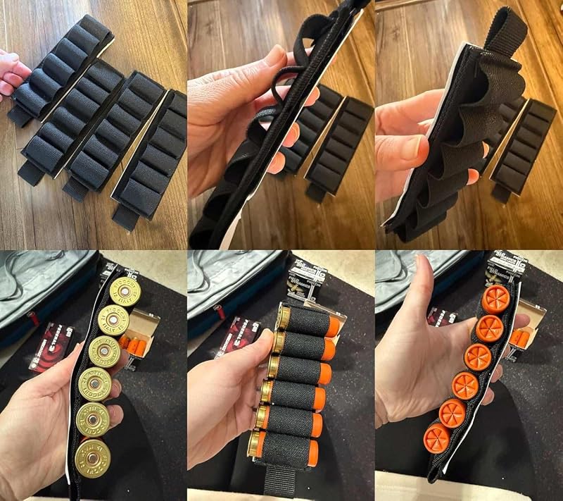 Mizugiwa 4 Packs 6-Round Shotgun Shell Carrier Buttstock Holder — Black (6 Rounds Each)