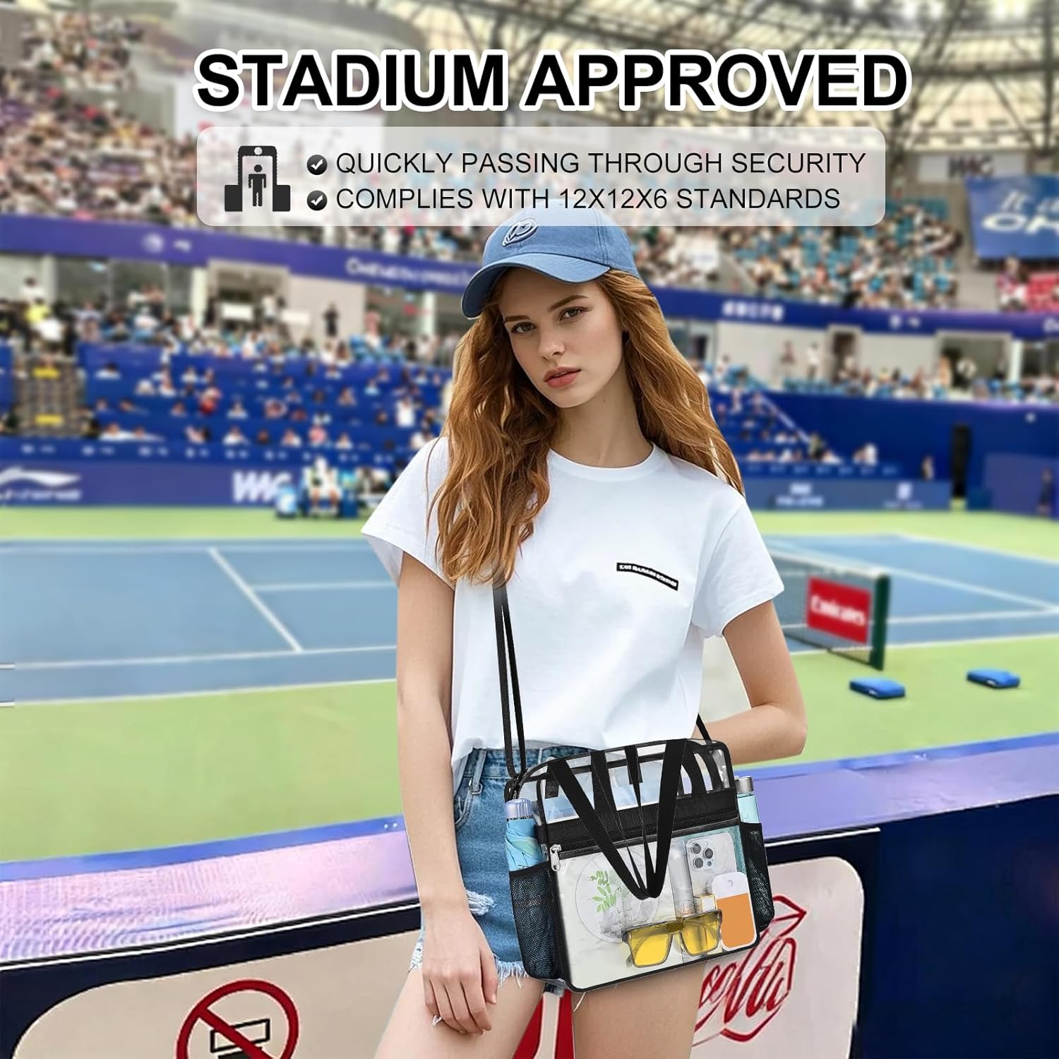 Skiennix Clear Stadium Bag - 12x6x12 Clear Tote for Concerts, Sports & Festivals