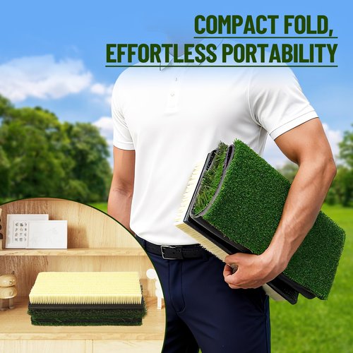 SPOYNAL 4-in-1 Golf Hitting Mat, Turf Golf Hitting Mat for Putting, Driving & Chipping, Indoor/Outdoor Portable Golf Practice Mat with Realistic Grass/Sand Surface and Tees