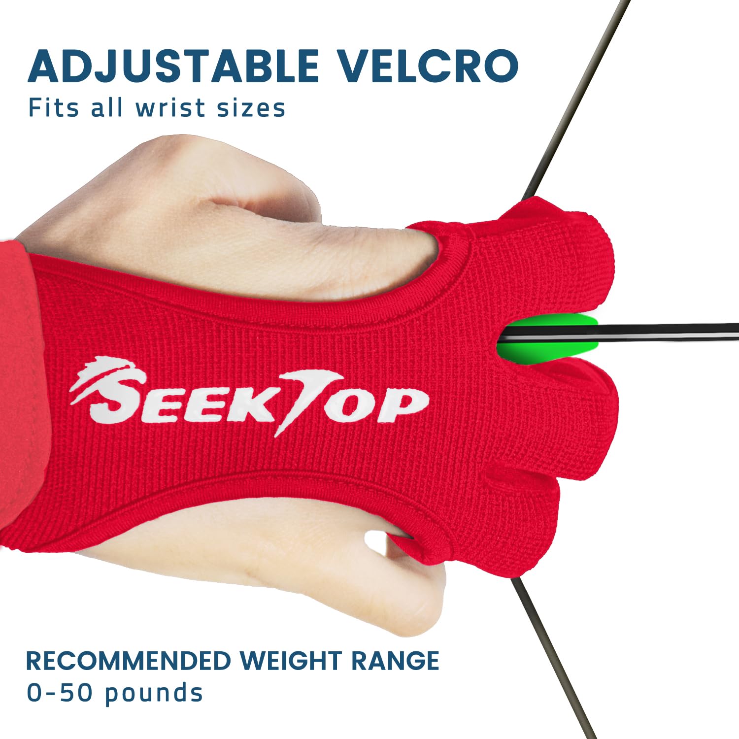 Seektop Archery Gloves Shooting Hunting Leather Three Finger Protector for Youth Adult Beginner (Red, M)